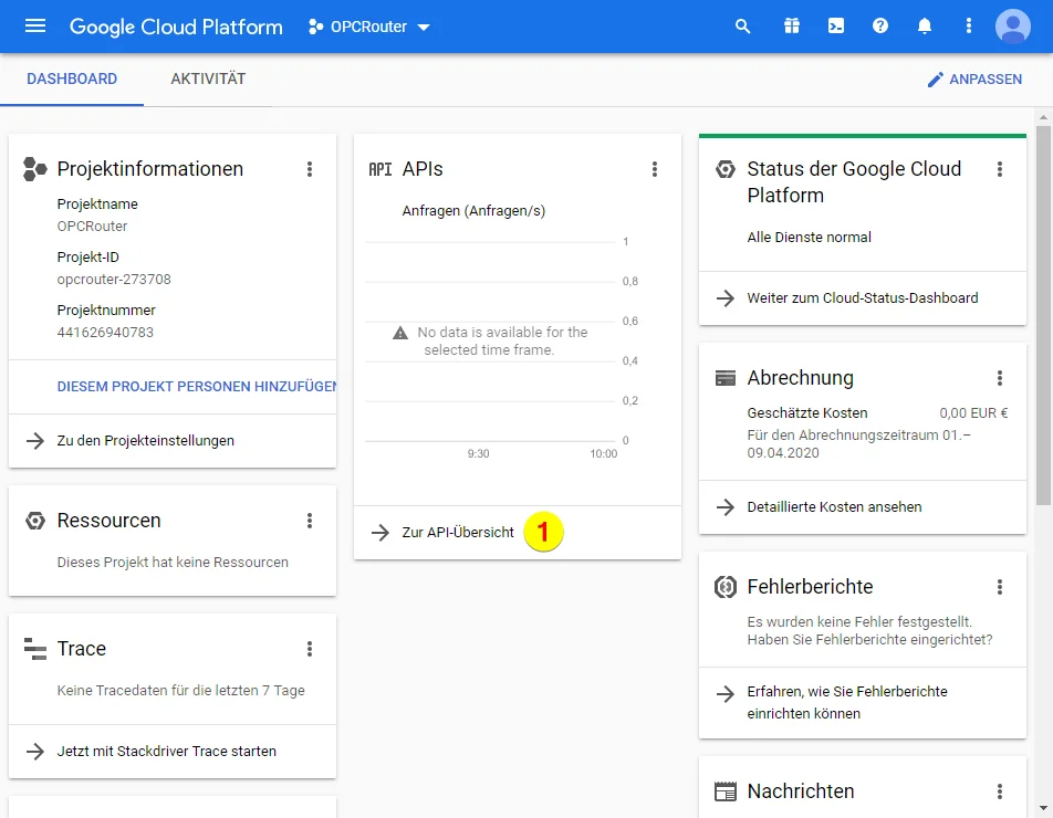 Google Cloud Platform – API-Übersicht