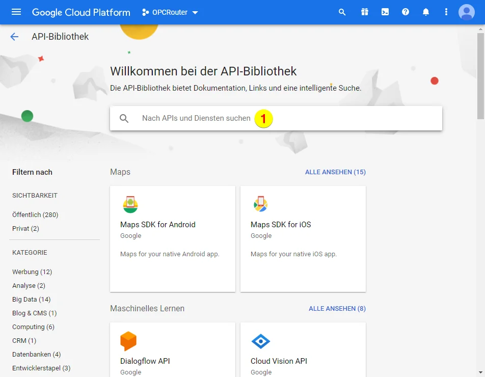 Google Cloud Platform – API-Bibliothek