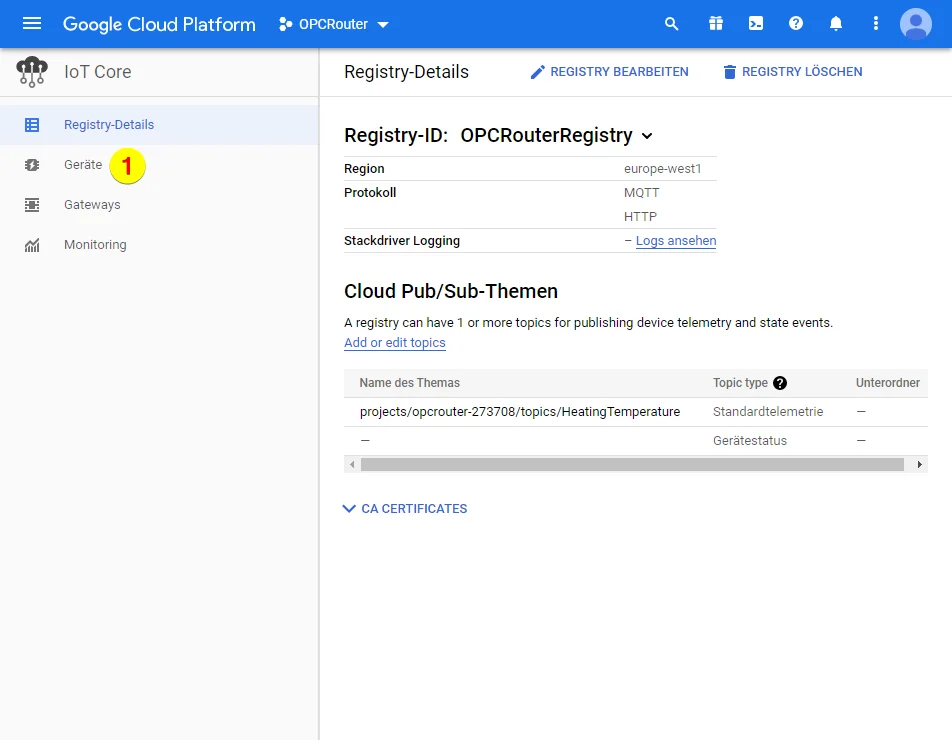 Google Cloud Platform – Geräte