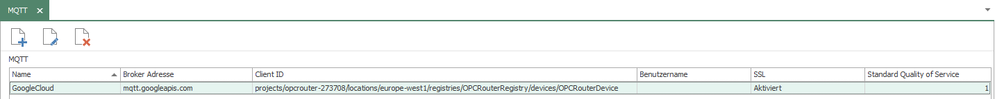 OPC Router - Fertiger MQTT-Eintrag
