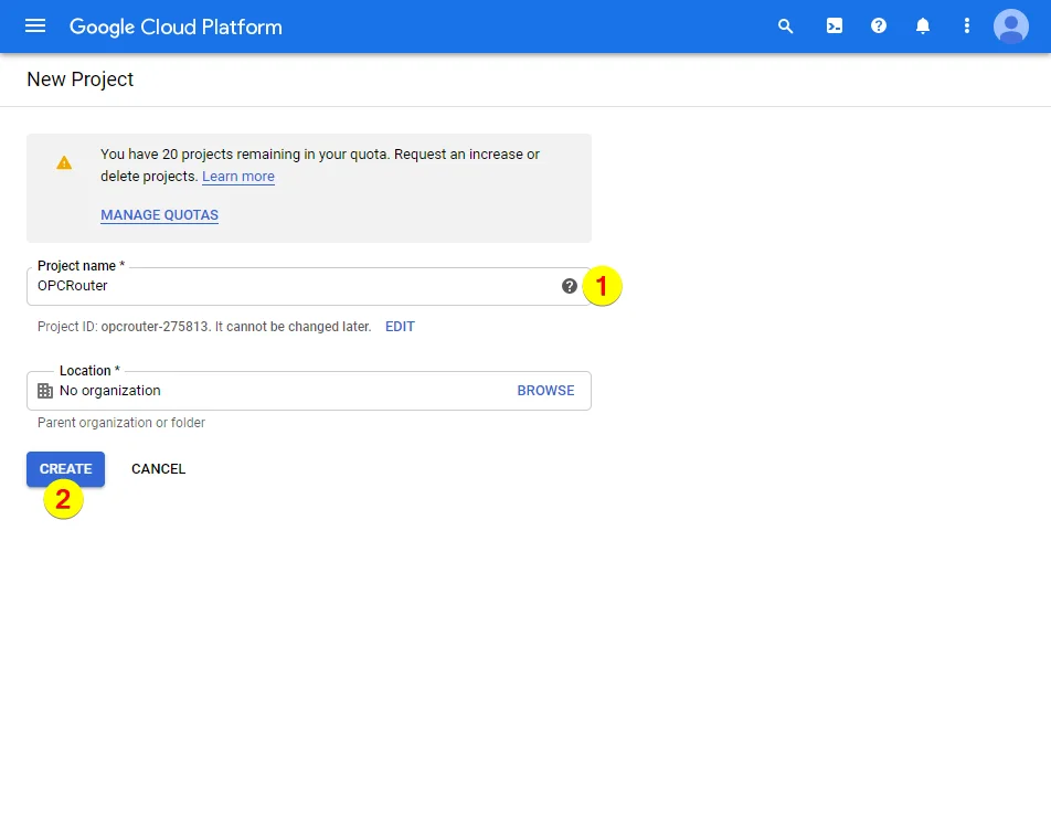 Google Cloud Platform – Project Name