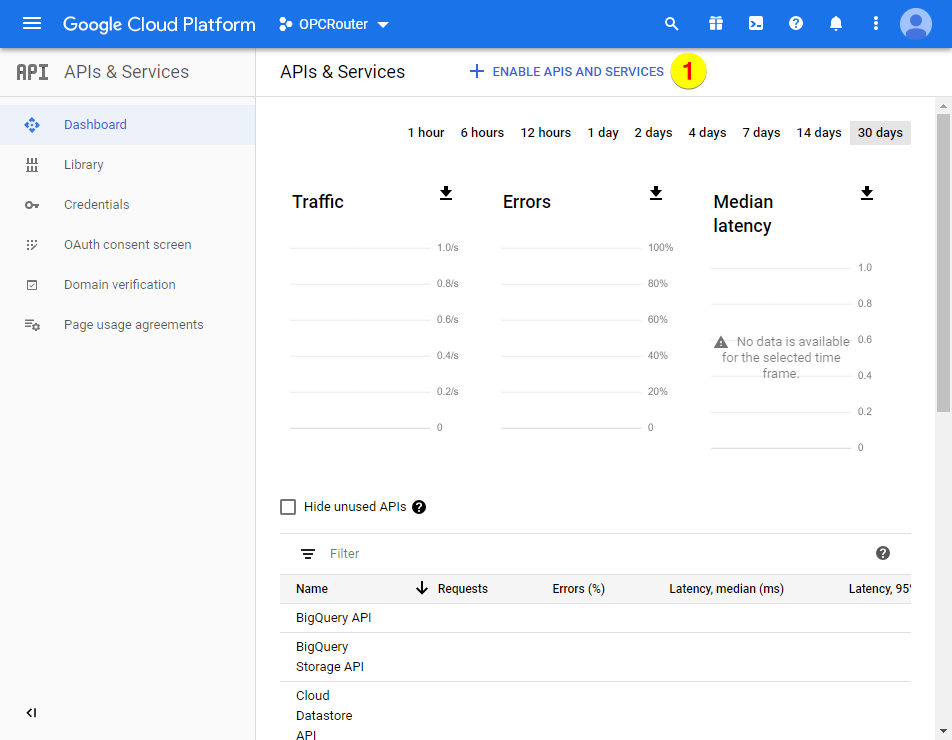 Google Cloud Platform – enable APIS and services