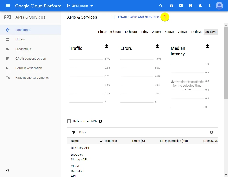 Google Cloud Platform – enable APIS and services