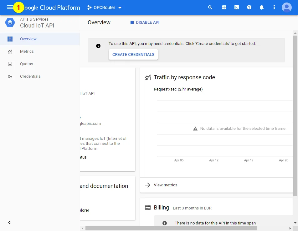 Google Cloud Platform – open menu