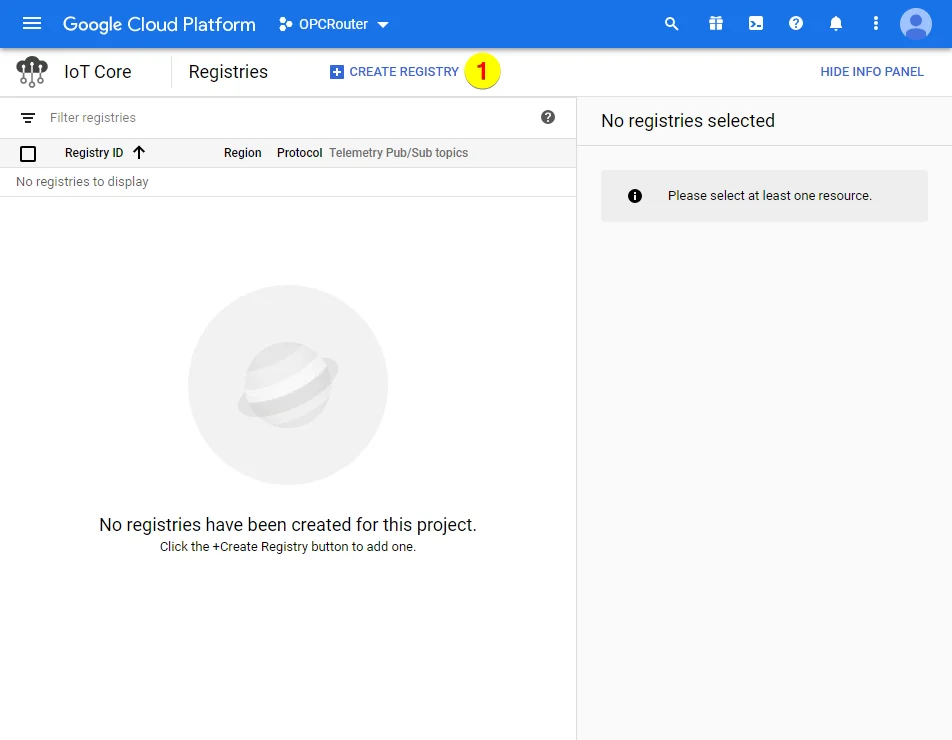 Google Cloud Platform – create Registry
