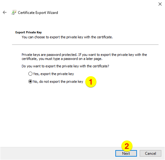Private key shouldn't be exported