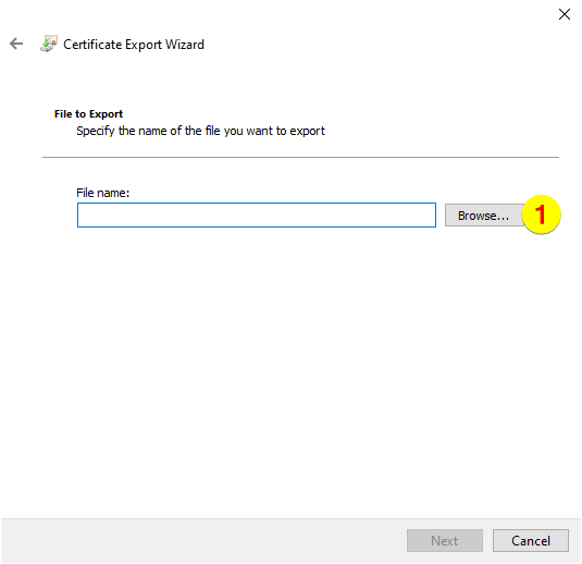 Certificate Export Wizard – File to Export