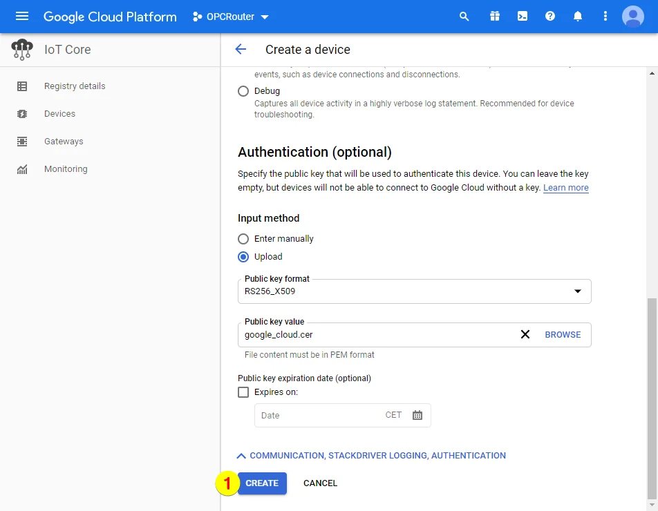 Google Cloud Platform – Create Authentication