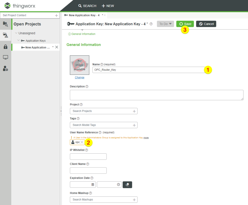 Thingworx Application Key