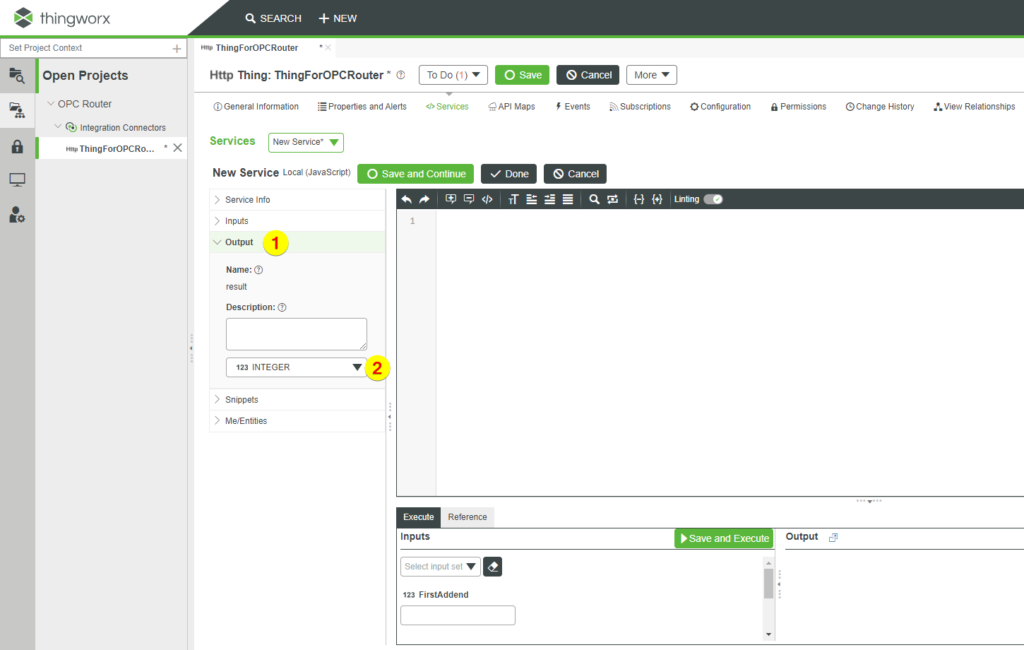 Thingworx input parameters