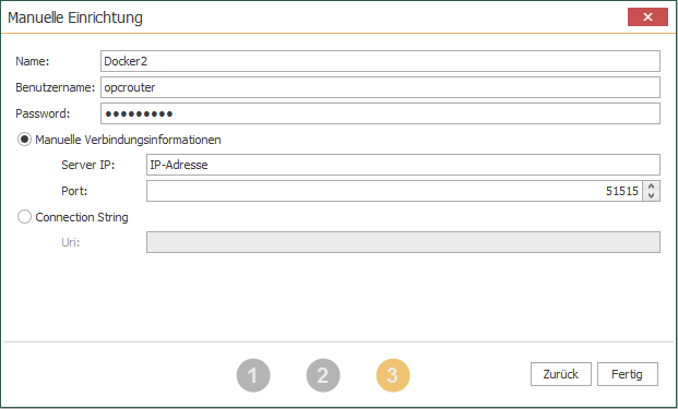 Docker manuelles Einrichtungsinterface